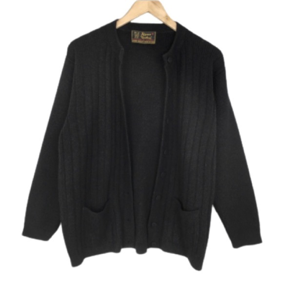 Alpaca Quitex Cardigan Sweater Black Grandpa Sweater Button Front Women’s Size M - Picture 2 of 9